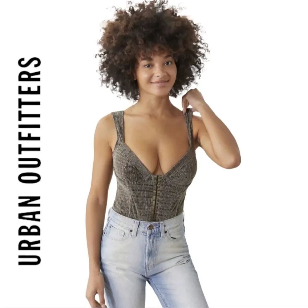 NEW Urban Outfitters UO Out From Under Luna Carbon Velvet Bodysuit S